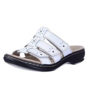 Clarks Leisa Spring Sandals Women's Leather Slides New in Box White 7 1/2